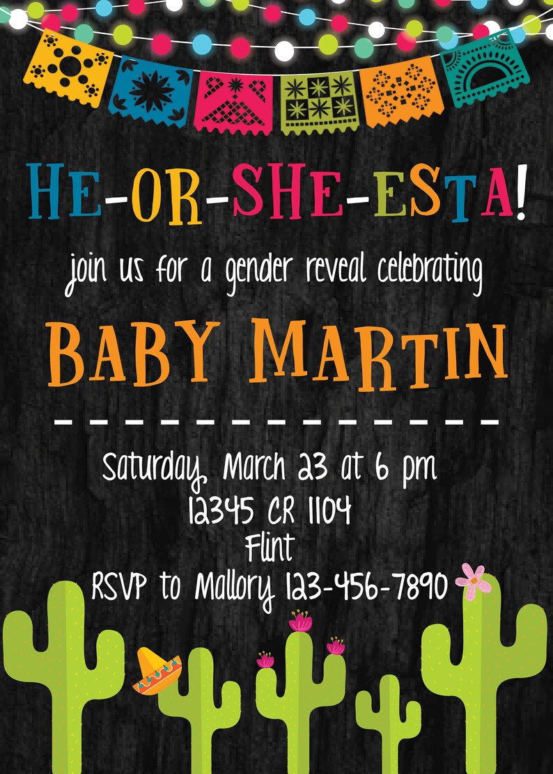 Fiesta Gender Reveal Invitation Mexican Fiesta Gender Reveal Etsy