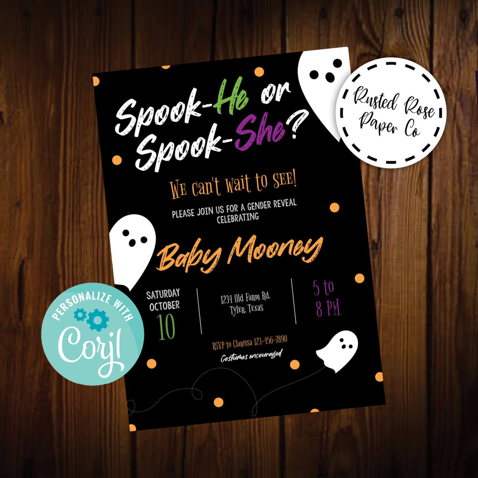 Halloween Gender Reveal Invitation Halloween Baby Shower - Etsy
