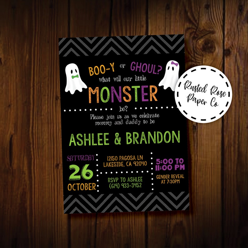 Halloween Gender Reveal Invitation Gender Reveal Party Etsy