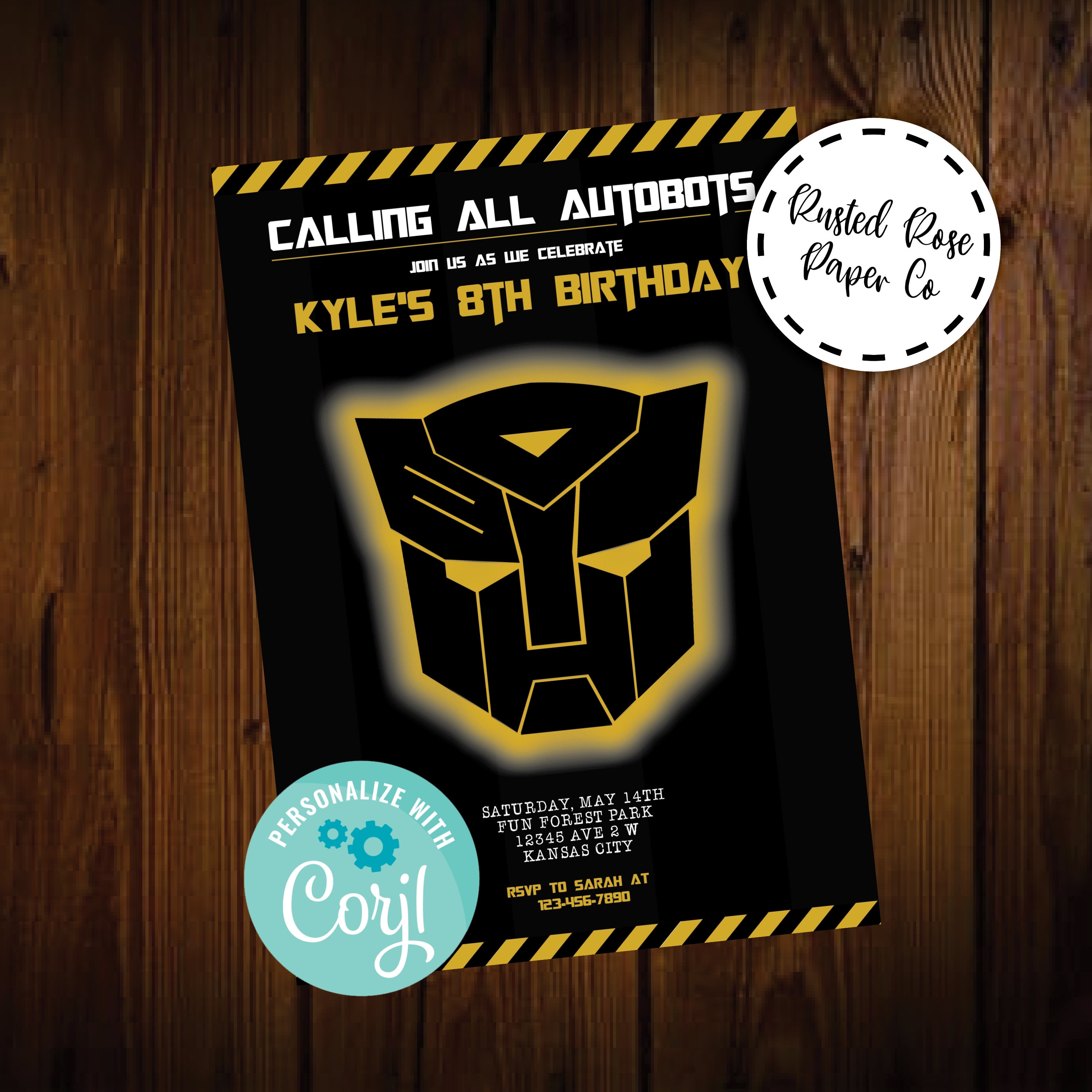 Invitación De Cumpleaños De Transformers Invitación De Etsy México