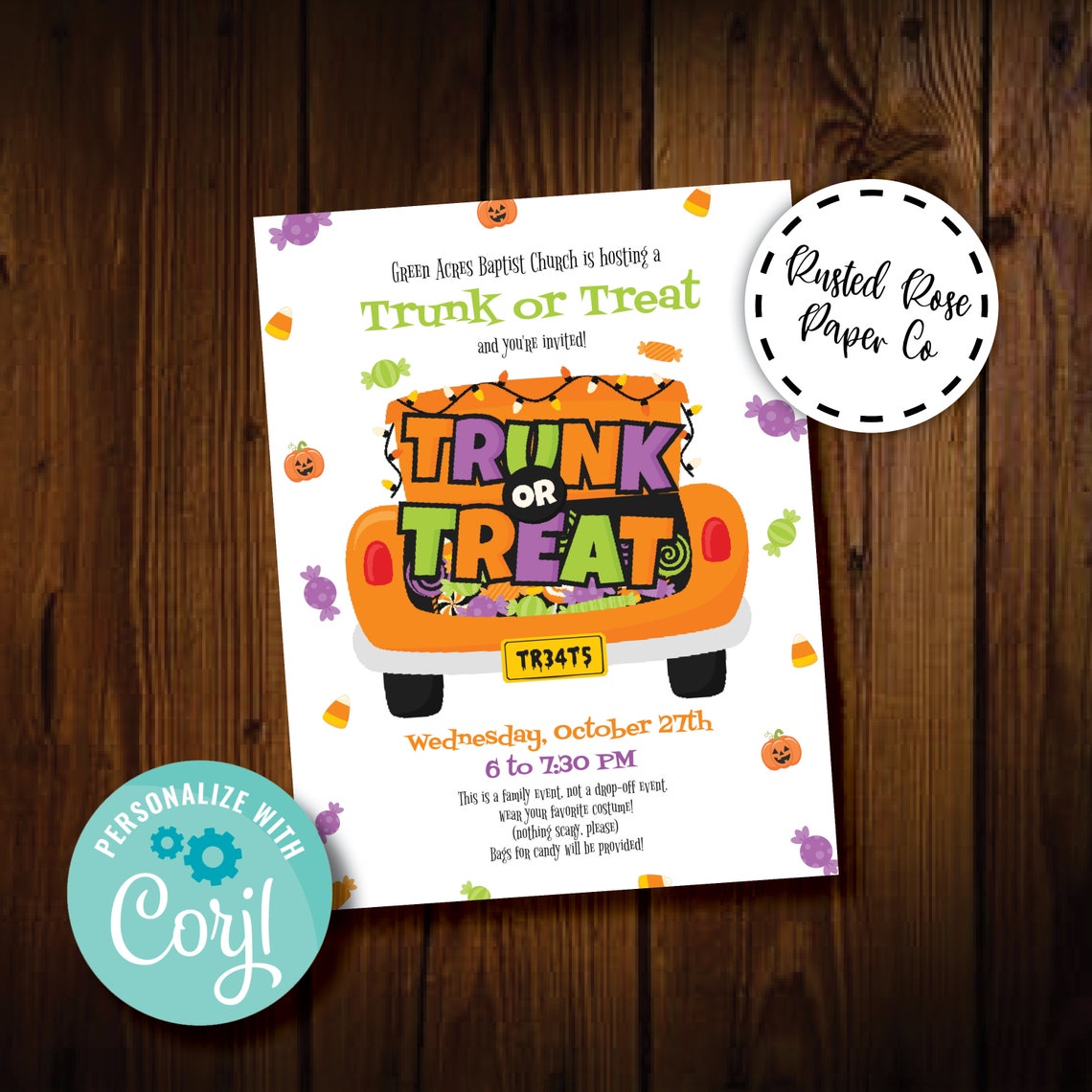 Trunk or Treat Poster Church Trunk or Treat Sign Instant - Etsy