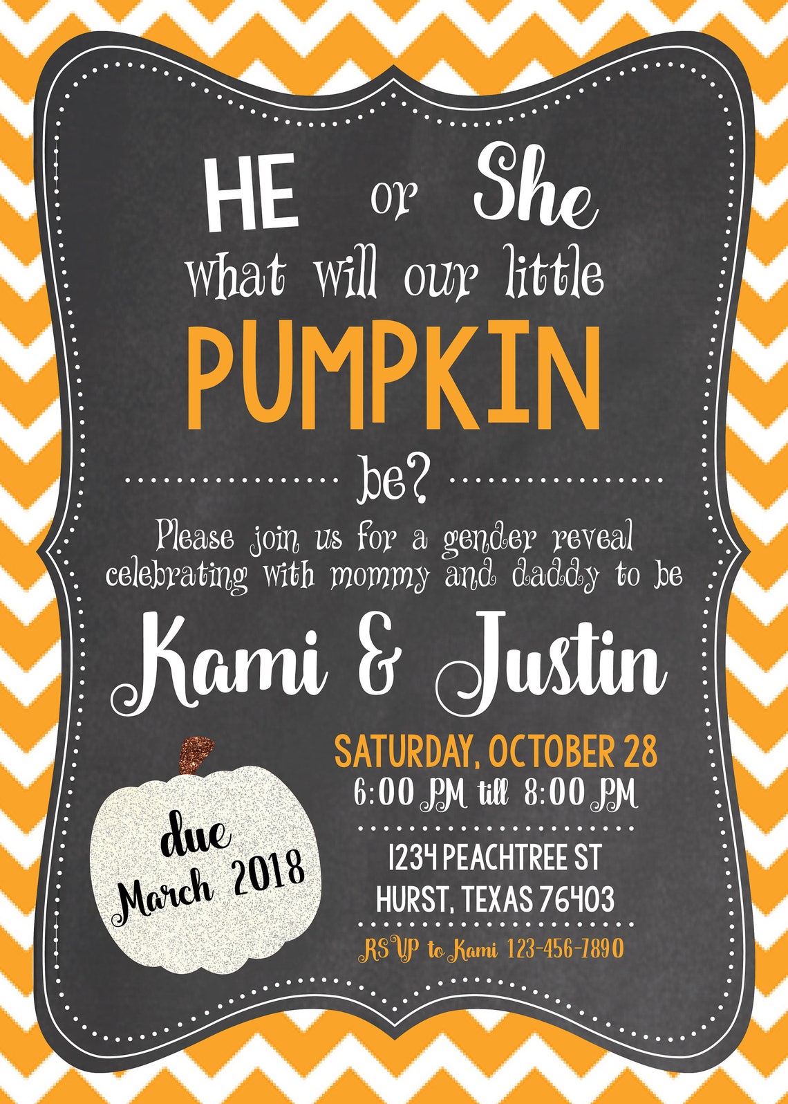 Pumpkin Gender Reveal Invitation Pumpkin Halloween Fall Etsy