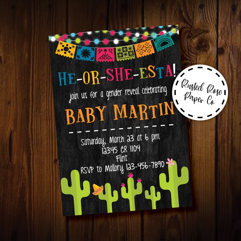 Fiesta Gender Reveal Invitation Mexican Fiesta Gender Reveal Etsy