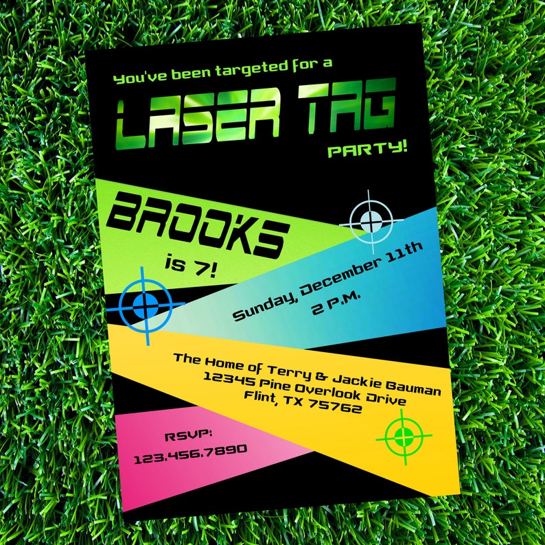 Laser Tag Anniversaire Party Invitation Lazer Tag Party Etsy