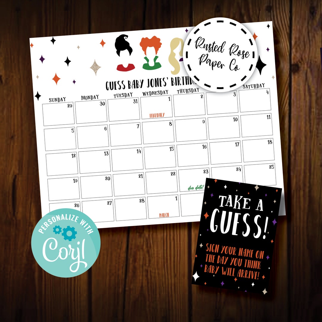 Hocus Pocus Calendar, Birthday Guessing Calendar Halloween, Hocus Pocus