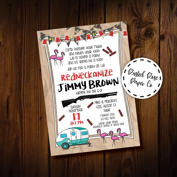 Redneck Birthday Invitation White Trash Bash Invitation Etsy