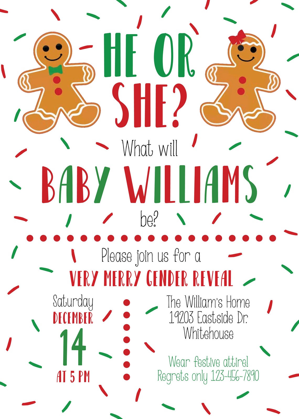 Christmas Gender Reveal Invitation Christmas Baby Invitation Etsy