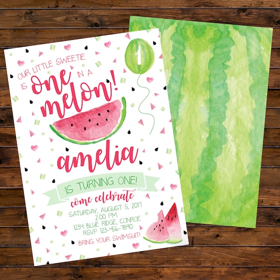 watermelon birthday invitation first birthday girl invite etsy