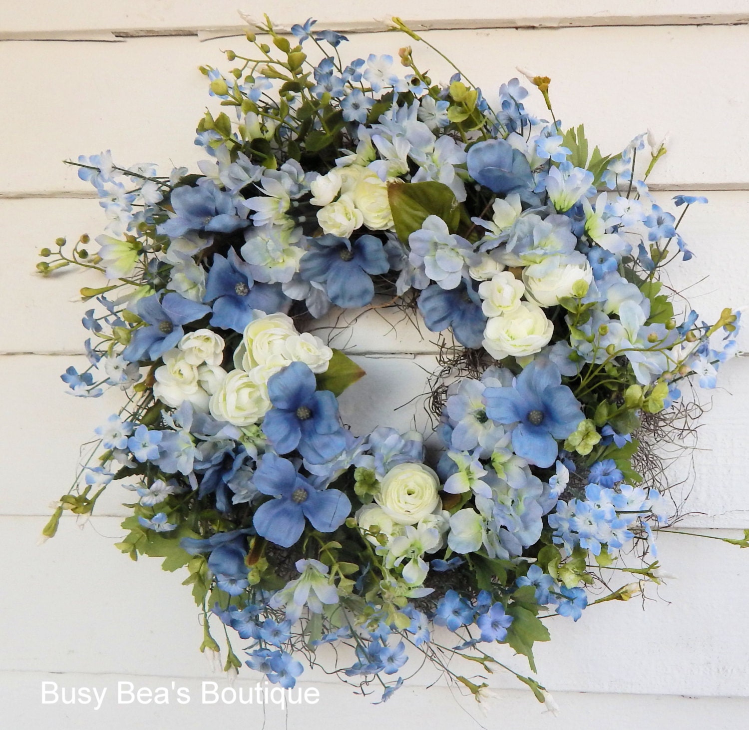 Floral Wreath Primitive Floral Front Door WreathBlue | Etsy