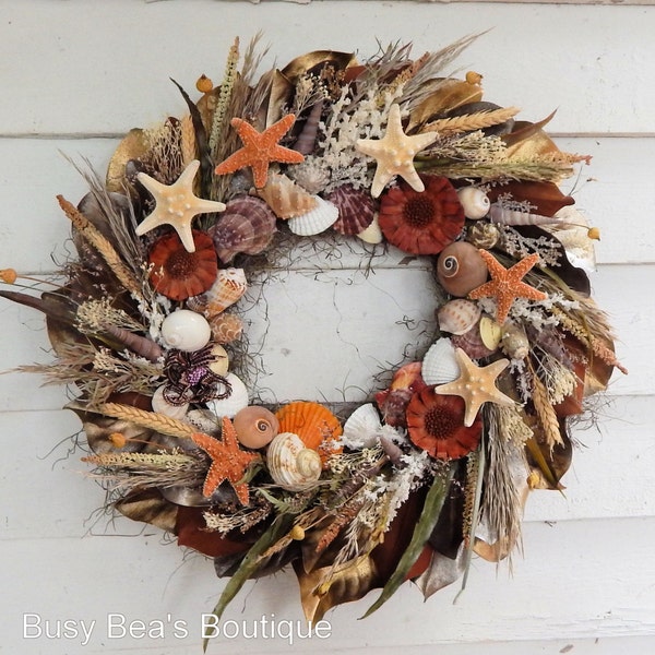 Starfish Wreath"Coastal Paradise"Seashore Wreath,Seashell Wreath,Beach Wreath,Coastal Wreath,Nautical Wreath,Rustic Primitive Wreath