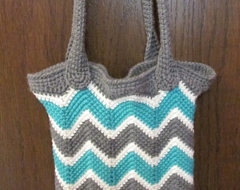 Chevron Grocery Bag / Book Bag PDF Crochet Pattern INSTANT DOWNLOAD