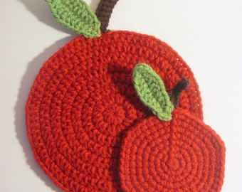 Dessous de plat en forme de pomme PDF, motif au crochet TÉLÉCHARGEMENT IMMÉDIAT