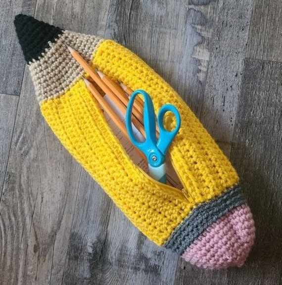 18 Crochet Pencil Case Patterns with Box Pouches, Wristlets, and Holders 15 Pencil Shaped Pencil Case Crochet