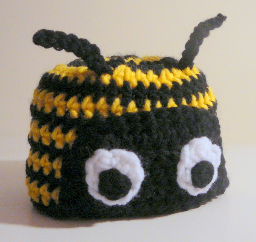 Bumble Bee Hat With or Without Earflaps PDF Crochet Pattern - Newborn ...