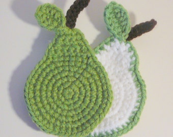 Pear Coaster PDF Crochet Pattern INSTANT DOWNLOAD