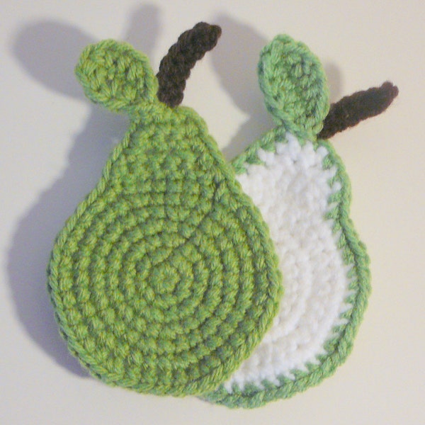 Pear Coaster PDF Crochet Pattern INSTANT DOWNLOAD