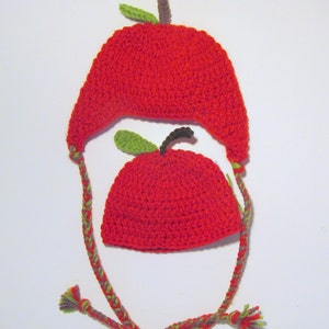 Apple Hat With or Without Earflaps PDF Crochet Pattern - Newborn to Adult INSTANT DOWNLOAD