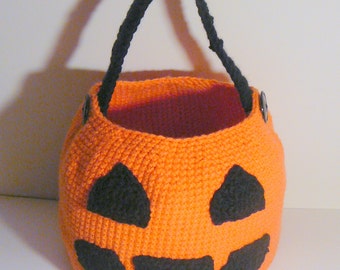 Jack-O-Lantern Trick or Treat Basket PDF Crochet Pattern INSTANT DOWNLOAD
