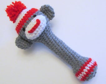 Sock Monkey Rattle PDF Crochet Pattern INSTANT DOWNLOAD