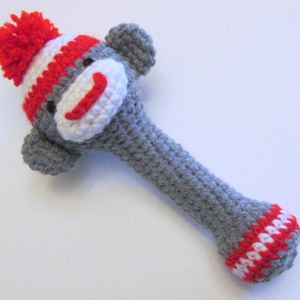 Sock Monkey Rattle PDF Crochet Pattern INSTANT DOWNLOAD
