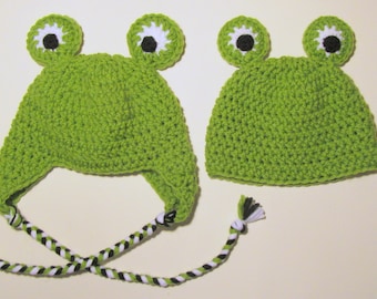 Frog Hat With or Without Earflaps PDF Crochet Pattern - Newborn to Adult INSTANT DOWNLOAD