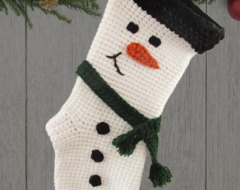 Snowman Stocking PDF Crochet Pattern INSTANT DOWNLOAD