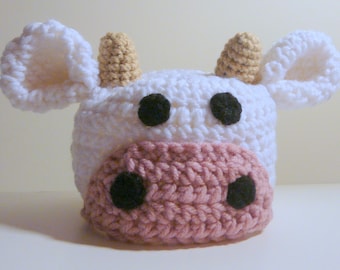 Cow Hat PDF Crochet Pattern - Newborn to Adult INSTANT DOWNLOAD