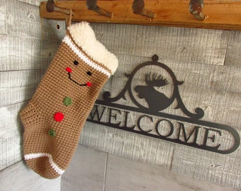 Gingerbread Man Stocking PDF Crochet Pattern INSTANT DOWNLOAD