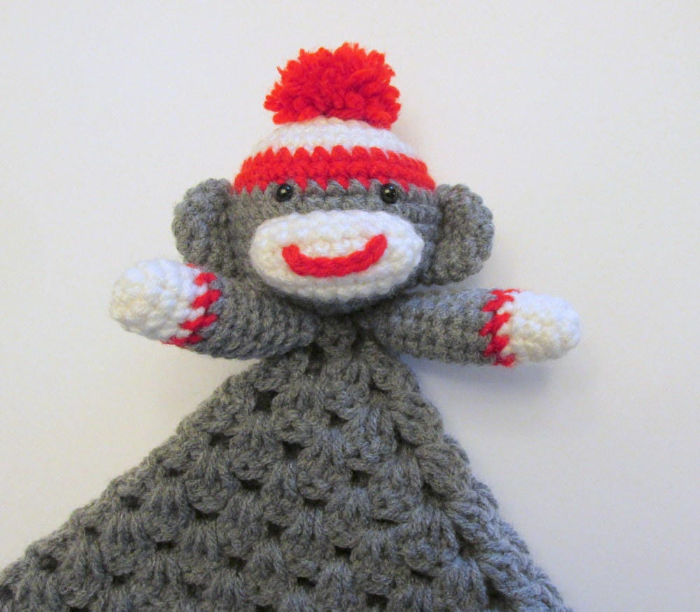 21 Sock Monkey Crochet Patterns for Cozy Toys, Loveys, Hats, and Gifts 14 Sock Monkey Lovey Crochet