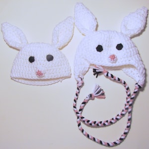 Hase Kaninchen Hut mit oder ohne Ohrenklappen PDF Häkelanleitung - Neugeborene bis Erwachsene SOFORTIGER DOWNLOAD