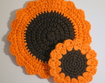 Sunflower Trivet PDF Crochet Pattern - INSTANT DOWNLOAD
