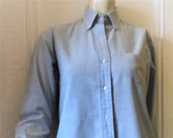 OXFORD SHIRT, BLUE,  Button Down Collar, Shirt Tail, Sportswear, Cotton/Poly Blend, Classic Preppy Stying, Made in Hong Kong, for MaCY'S