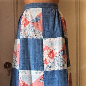 Jean Skirt Cotton PaTCHWoRK SKiRT Folk Art American Craft Movement Appalachia VINTAGE MOUNTAIN ARTISANS Artisans Workshop Handmade