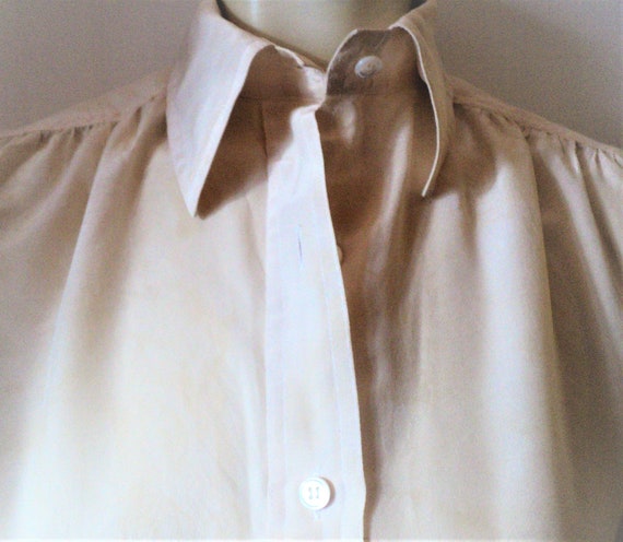 BLOUSE, 100% Pure SILK, BEIgE-IVORy SHIRTING, Shi… - image 6