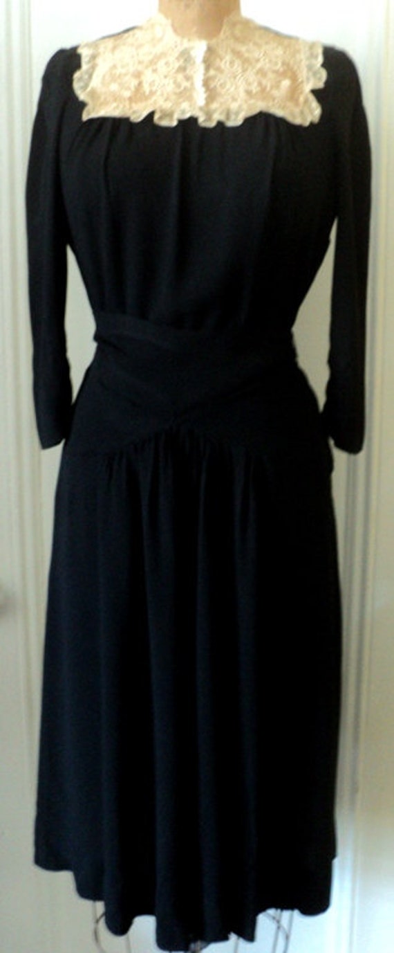 LBD, Little Black Dress, Vintage, Black Crepe Dre… - image 2