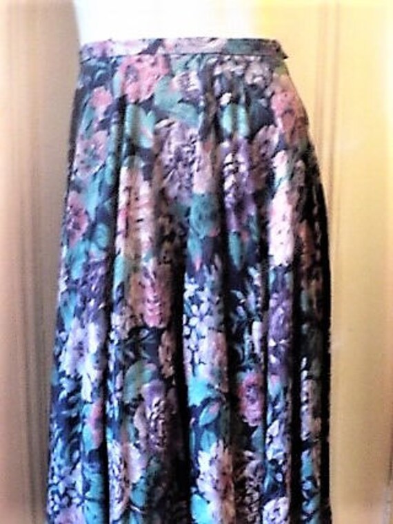 SKIRT, FLORAL, FULL CIRCLe, Swing Skirt, Bias Cut… - image 2