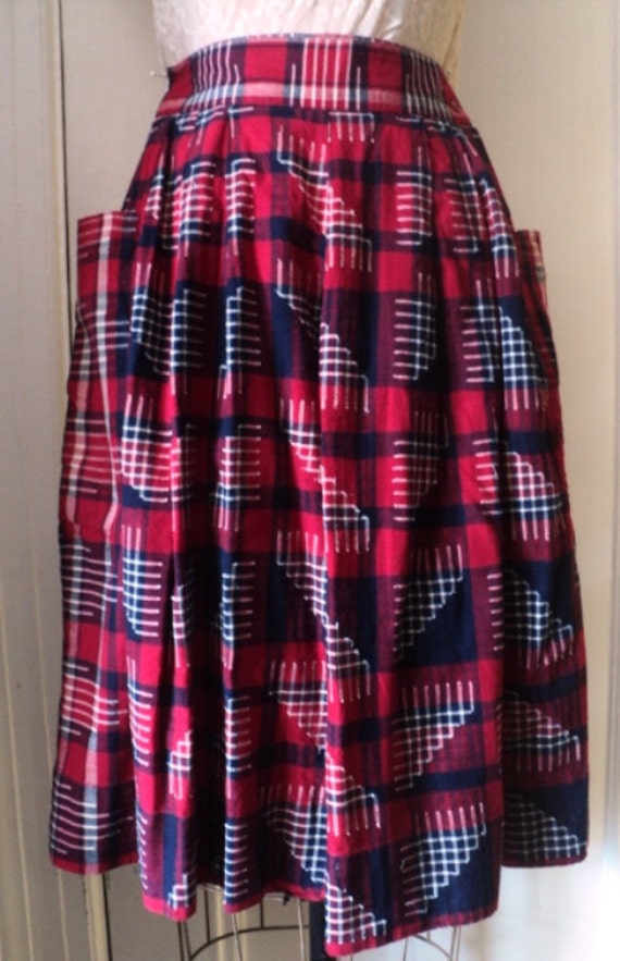 Culotte Skirt, INDIA, IKAT Inspired, Box Plaid, R… - image 1
