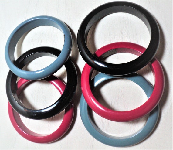 Bangles, SET of 6 BANGLES, Assorted Colors, Red, … - image 1