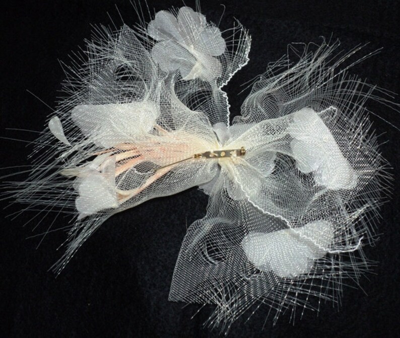 FLORAL PIN Derby Pin Gatsby Fantasy Floral Brooch Ivory WHITE Flower Pin Lapel Pin Pin White Silk Floral Brooch Roaring 20/'s,