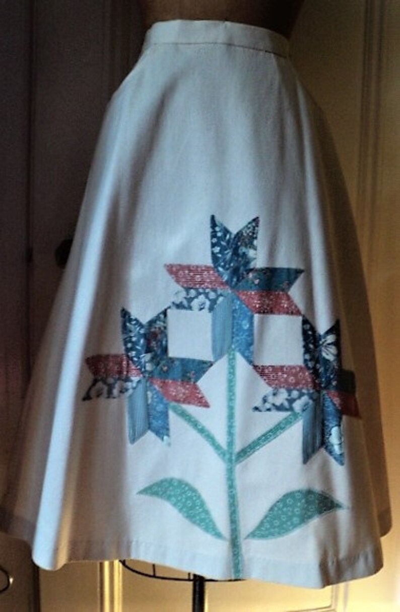 Jean Skirt Cotton PaTCHWoRK SKiRT Folk Art American Craft Movement Appalachia VINTAGE MOUNTAIN ARTISANS Artisans Workshop Handmade