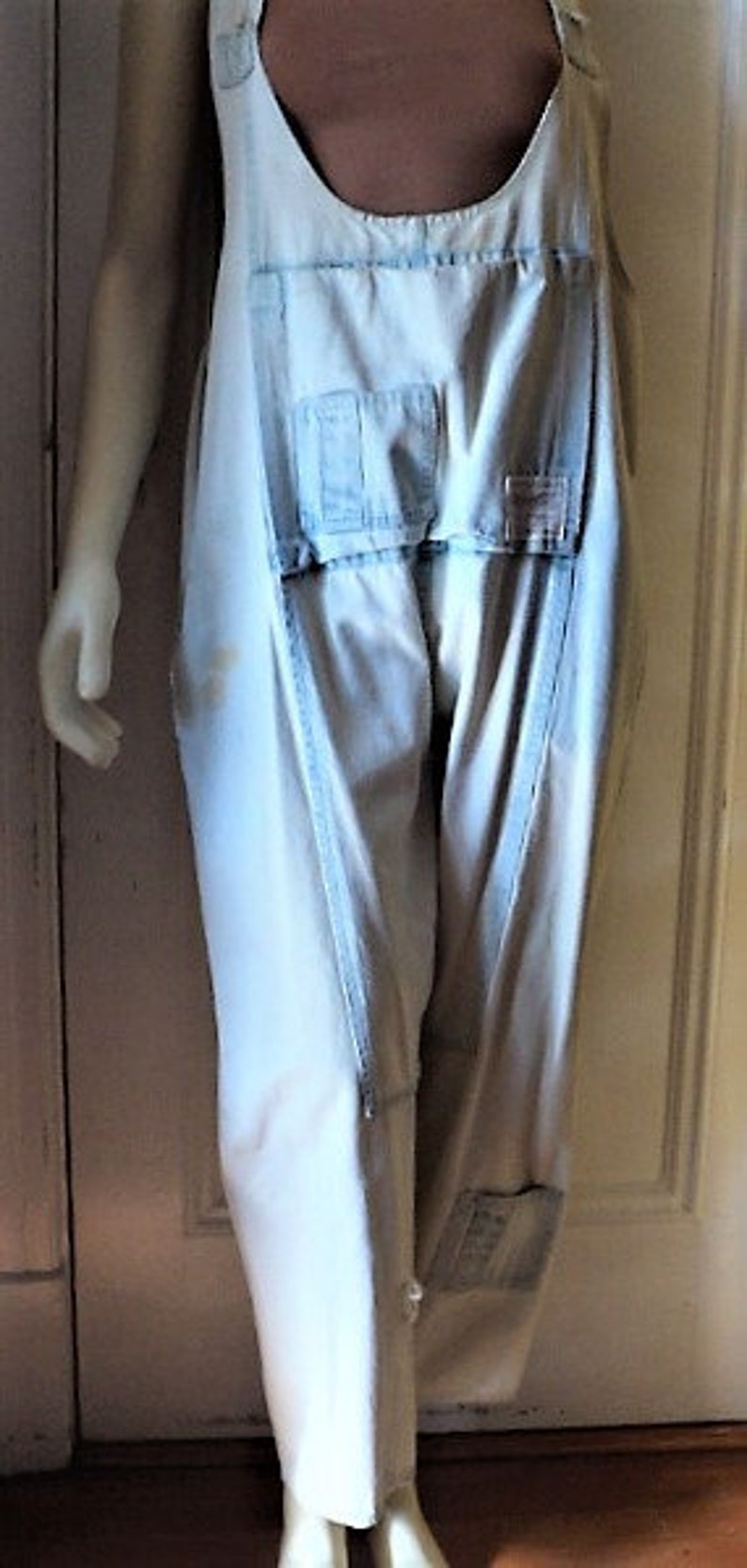 Bibbed Overall Made in Denmark DeNIM OVERaLLS 70s Vintage TRANSIT PAR-SUCH Ripped Acid Washed