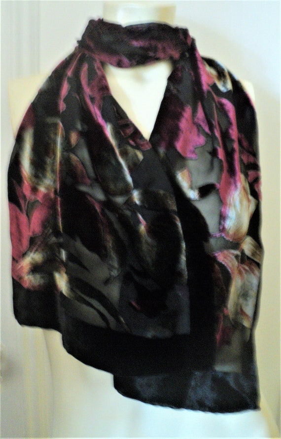 Devoré, SILK Scarf, VINTAGE, VINTAGE Silk, Burn O… - image 4