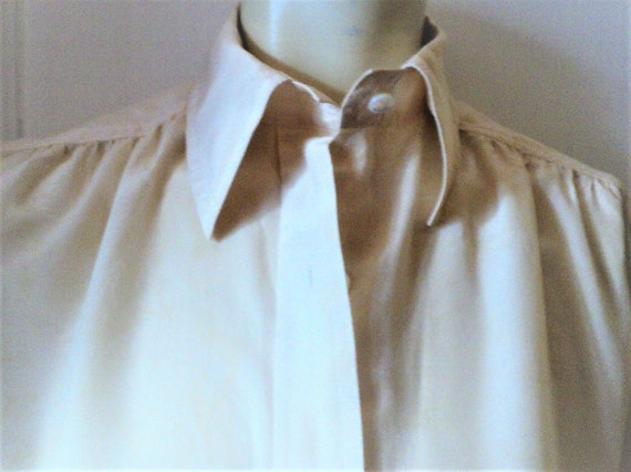 BLOUSE, 100% Pure SILK, BEIgE-IVORy SHIRTING, Shi… - image 8