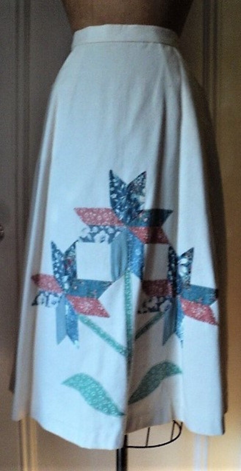 Jean Skirt Cotton PaTCHWoRK SKiRT Folk Art American Craft Movement Appalachia VINTAGE MOUNTAIN ARTISANS Artisans Workshop Handmade