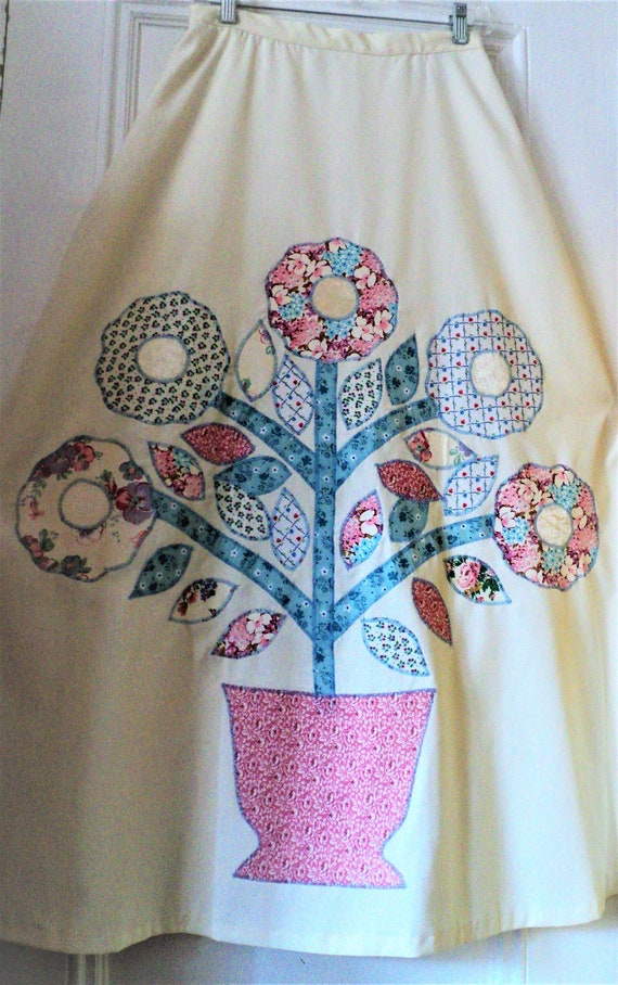 Jean Skirt Cotton PaTCHWoRK SKiRT Folk Art American Craft Movement Appalachia VINTAGE MOUNTAIN ARTISANS Artisans Workshop Handmade