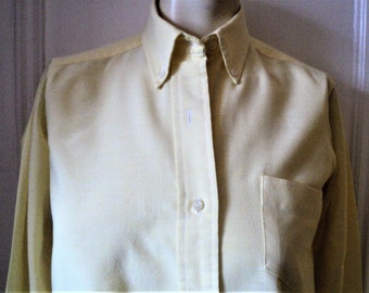 OXFORD SHIRT, YELLOW,  Button Down Collar, Shirt Tail, Sportswear, Cotton/Poly Blend, Classic Preppy Stying, Made in Hong Kong, for MaCY'S