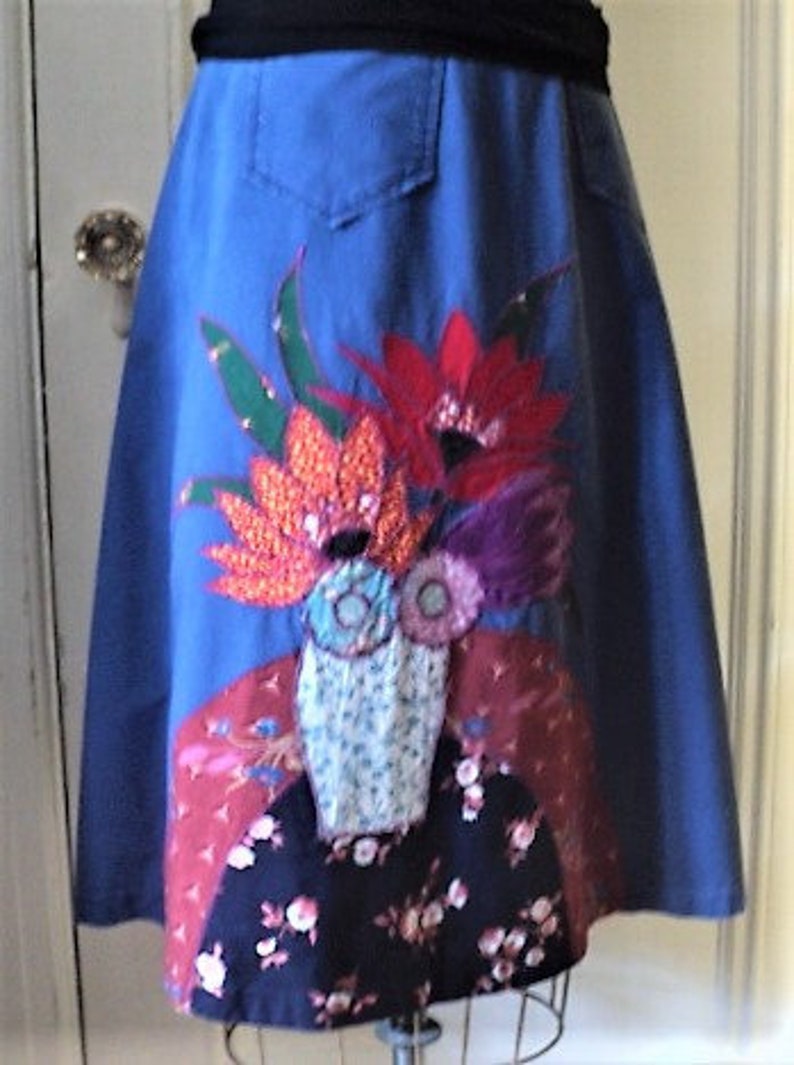 PATCHWoRK SkirT, MOUNTAIN ARTISANS, Back Wrap, Appalachia, USA, Folk Art, Handmade, Artisans Workshop, American Craft Movement, 100% Cotton image 2