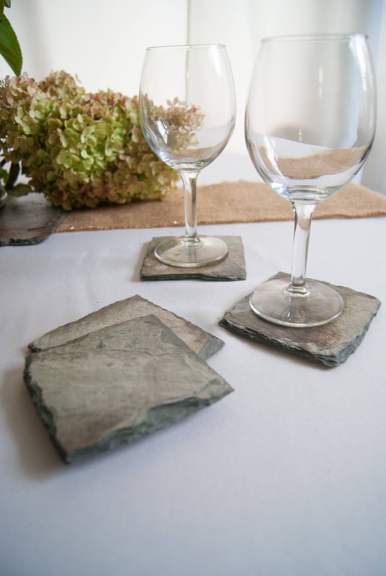 Slate Coasters Chalkboard Coasters Reclaimed Gray Slate Etsy