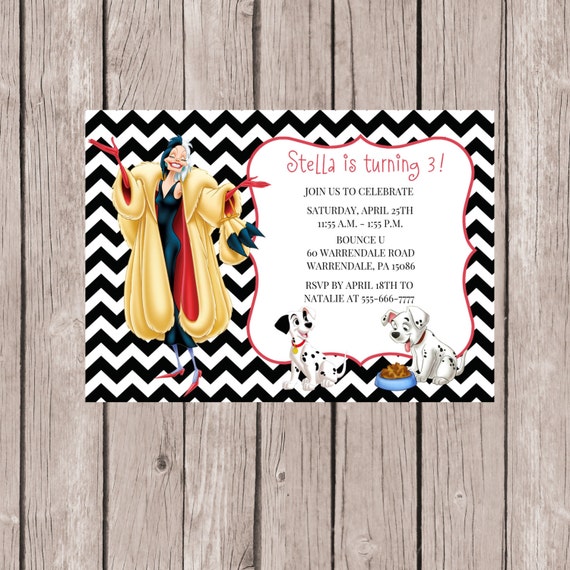 101 Dalmatians Invitation 101 Dalmatians Party Cuella De Etsy