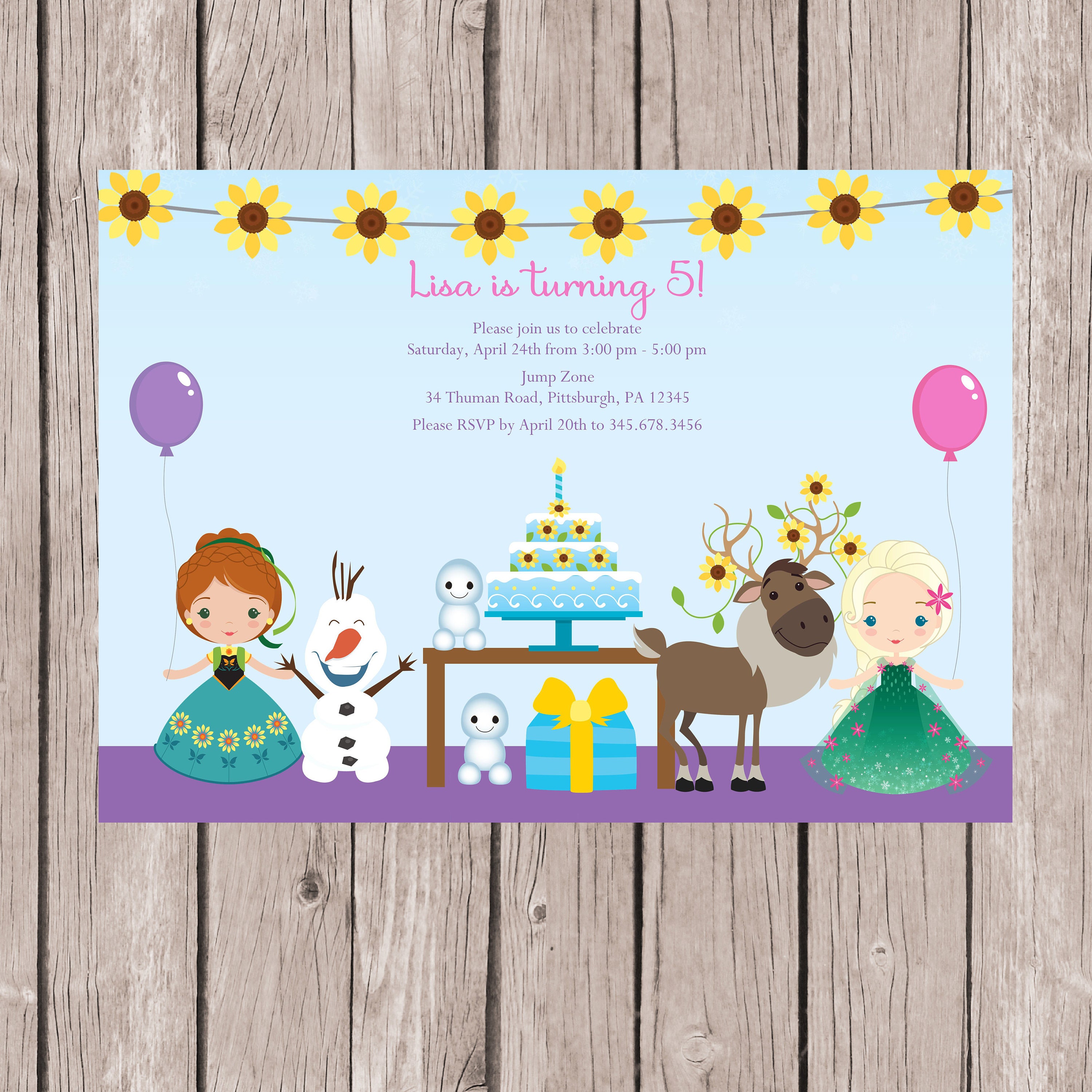 Frozen Fever Birthday Invitation Frozen Fever Invites Frozen Etsy